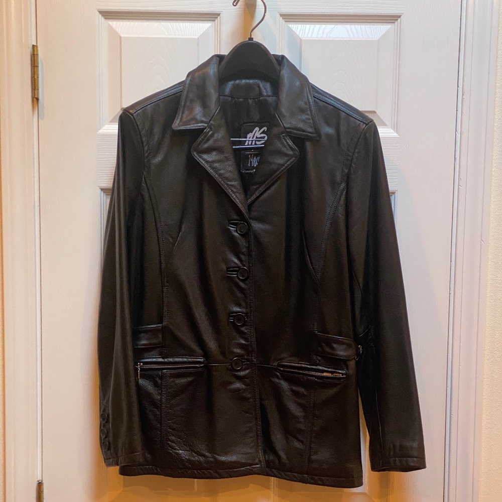 Vintage MS Maxima Black Leather Jacket.